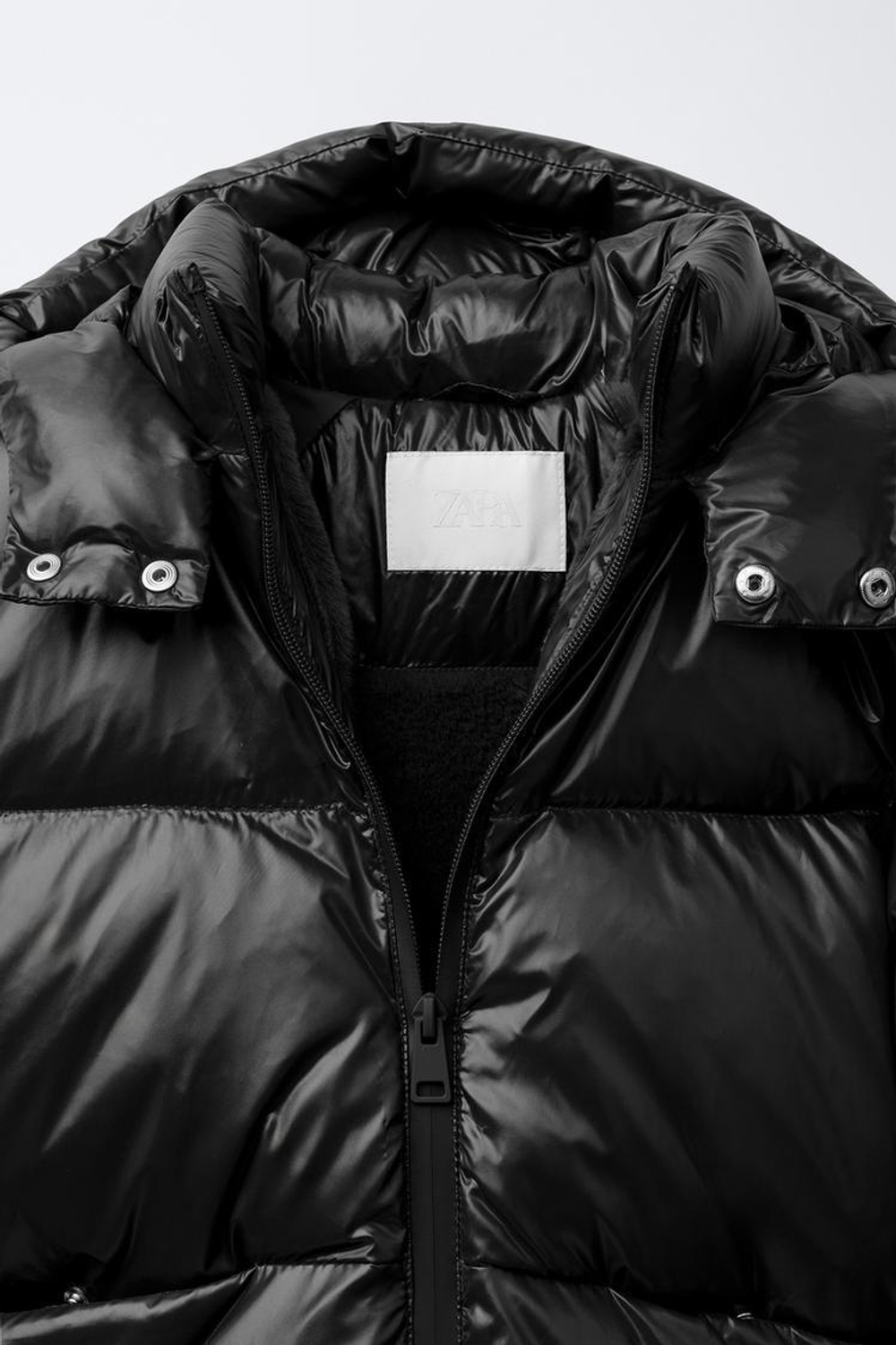 ZARA ПУХОВИК ИЗ ПЕРА И ПУХА WATER REPELLENT И WIND RESISTANT, ЧЕРНЫЙ