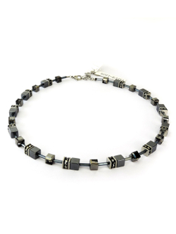 4635 Coeur de Lion колье с гематитом и черными кристаллами Сваровски.