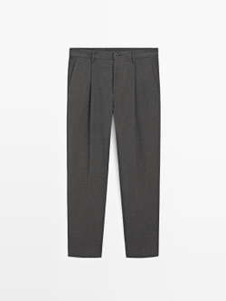 Massimo Dutti Брюки в тонкую полоску свободного кроя, серый