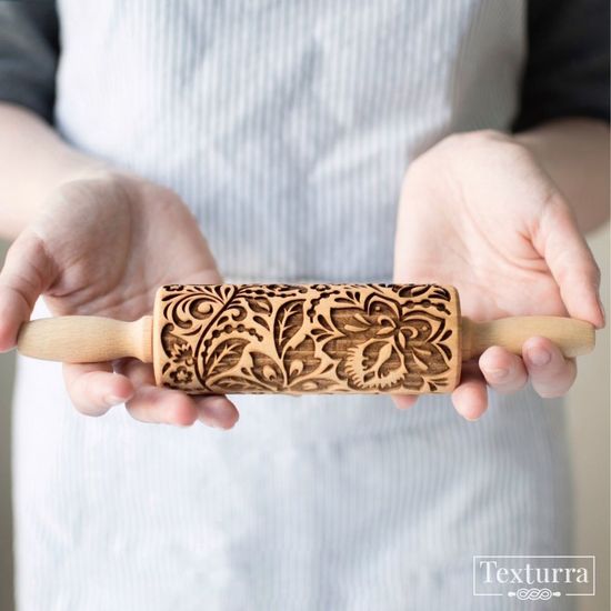 Малая скалка с узором Кудрина роспись