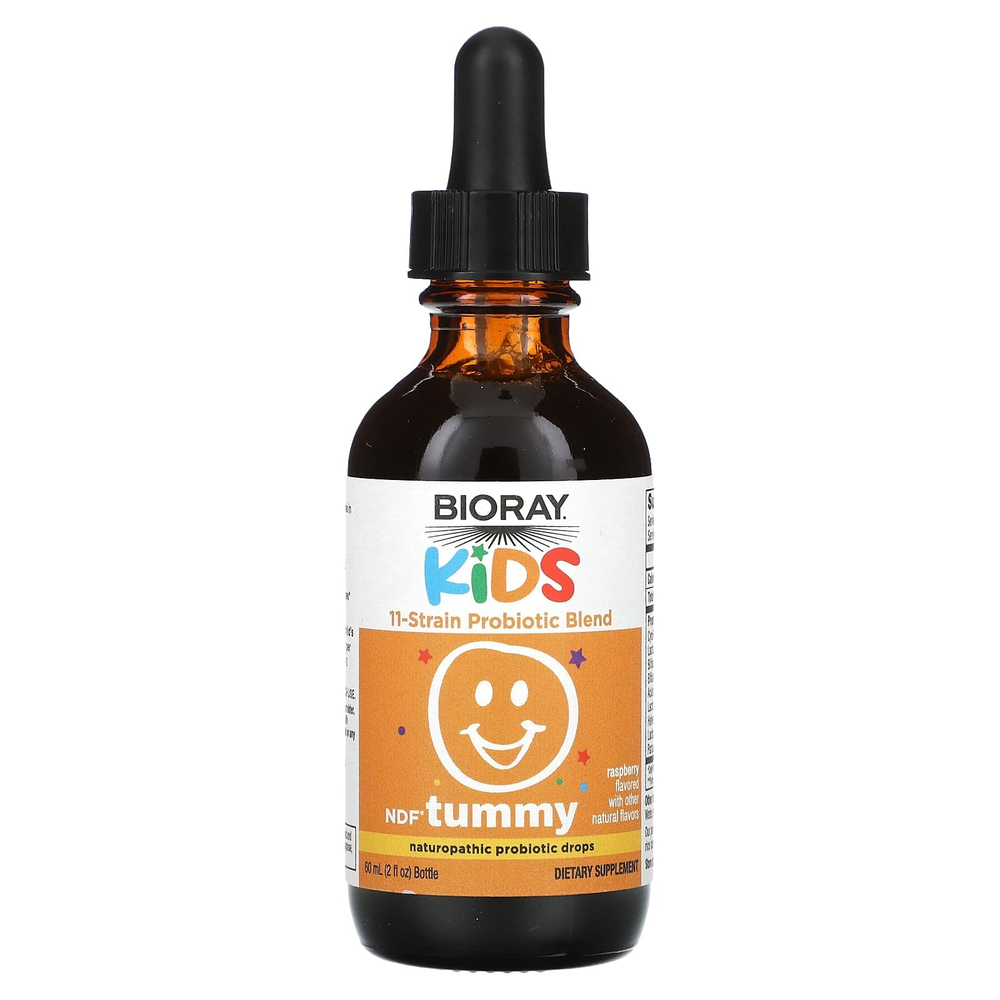 Bioray, Kids, NDF Tummy, смесь из 11 штаммов пробиотиков, со вкусом малины, 60 мл (2 жидк. унции)