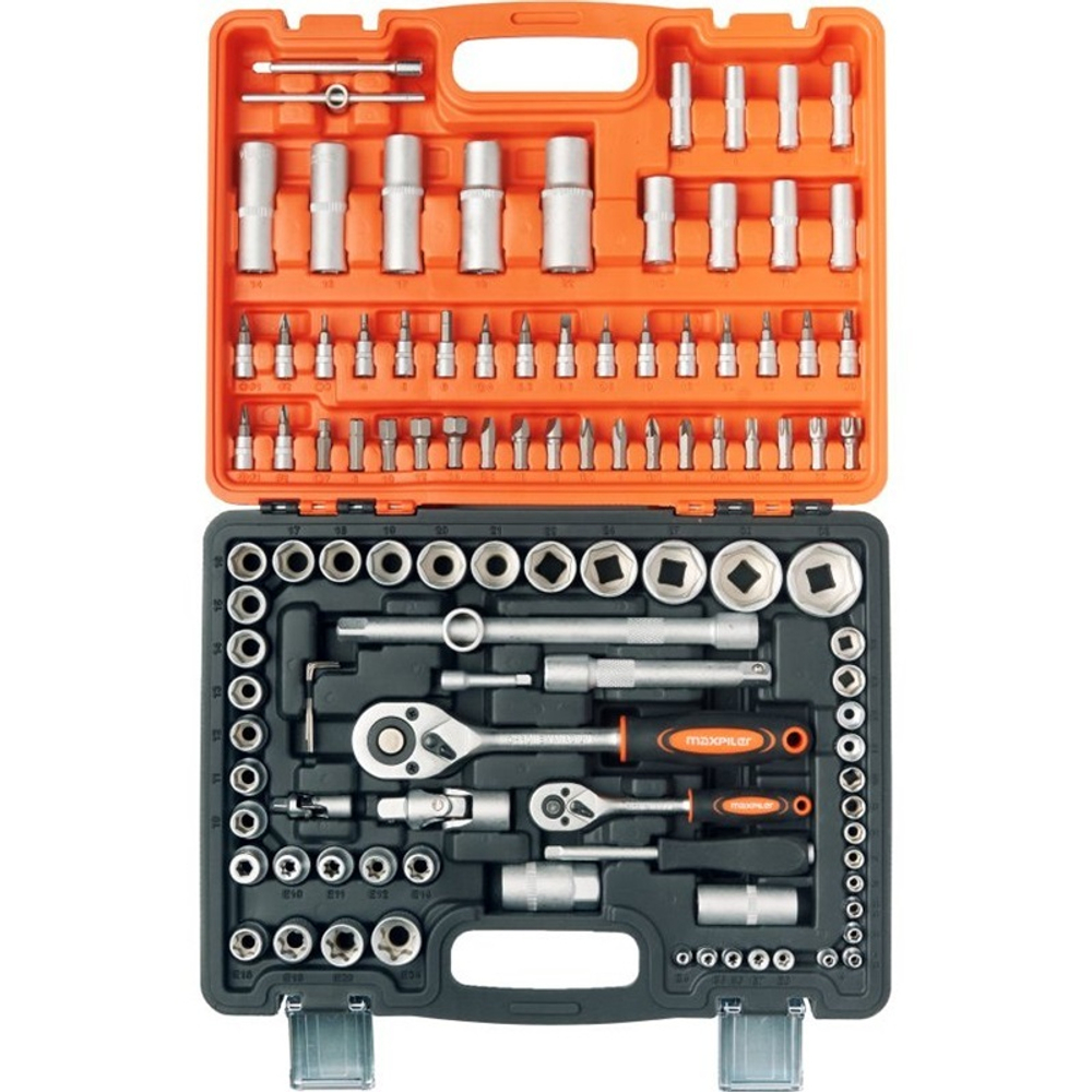Набор инструмента MAXPILER MXT-108-SET (108 предметов, 1/2" и 1/4", CrV)   MXT-108-SET