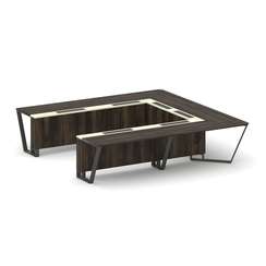 Steel Meet Стол переговорный П-образный KM-PR.B.SP-11P Дуб Мали/Ваниль Глянец/Металл Антрацит 3200*3