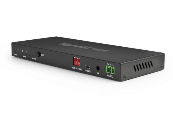 Wyrestorm EXP-SW-0401-8K - компактный HDMI коммутатор (48 Гб/с, 8K/120 4:4:4), 4 входа, 1 выход (с масштабированием), поддержка де-эмбендинга аудио, ARC, CEC.