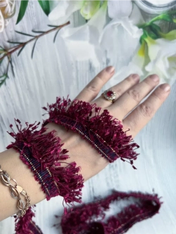 Тесьма с бахромой твидовая букле травка 35мм (1,5м в уп)