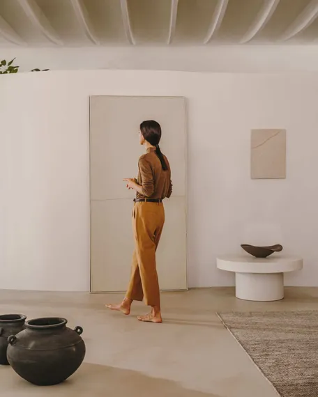 Журнальный столик Aiguablava, Ø90 см, белый цемент