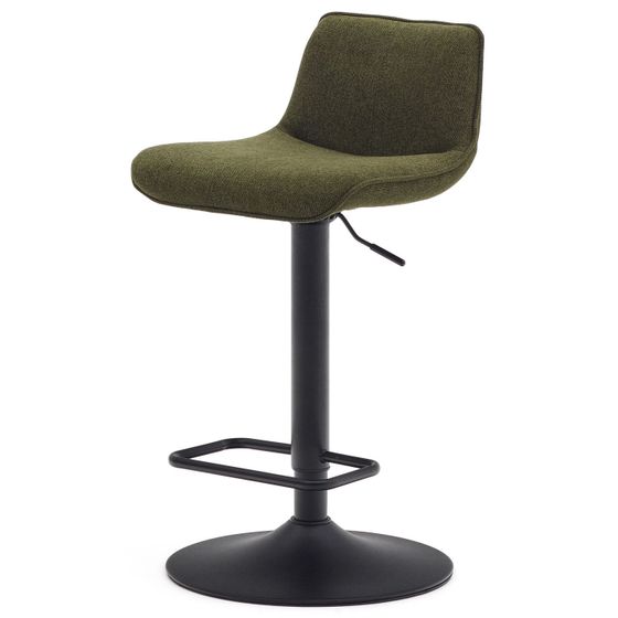 Барный стул Zenda 64-86 см, зеленая синель, черная ножка