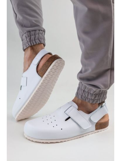 12 | "Branko's" Мужские медицинские сабо кожаные (Белый)