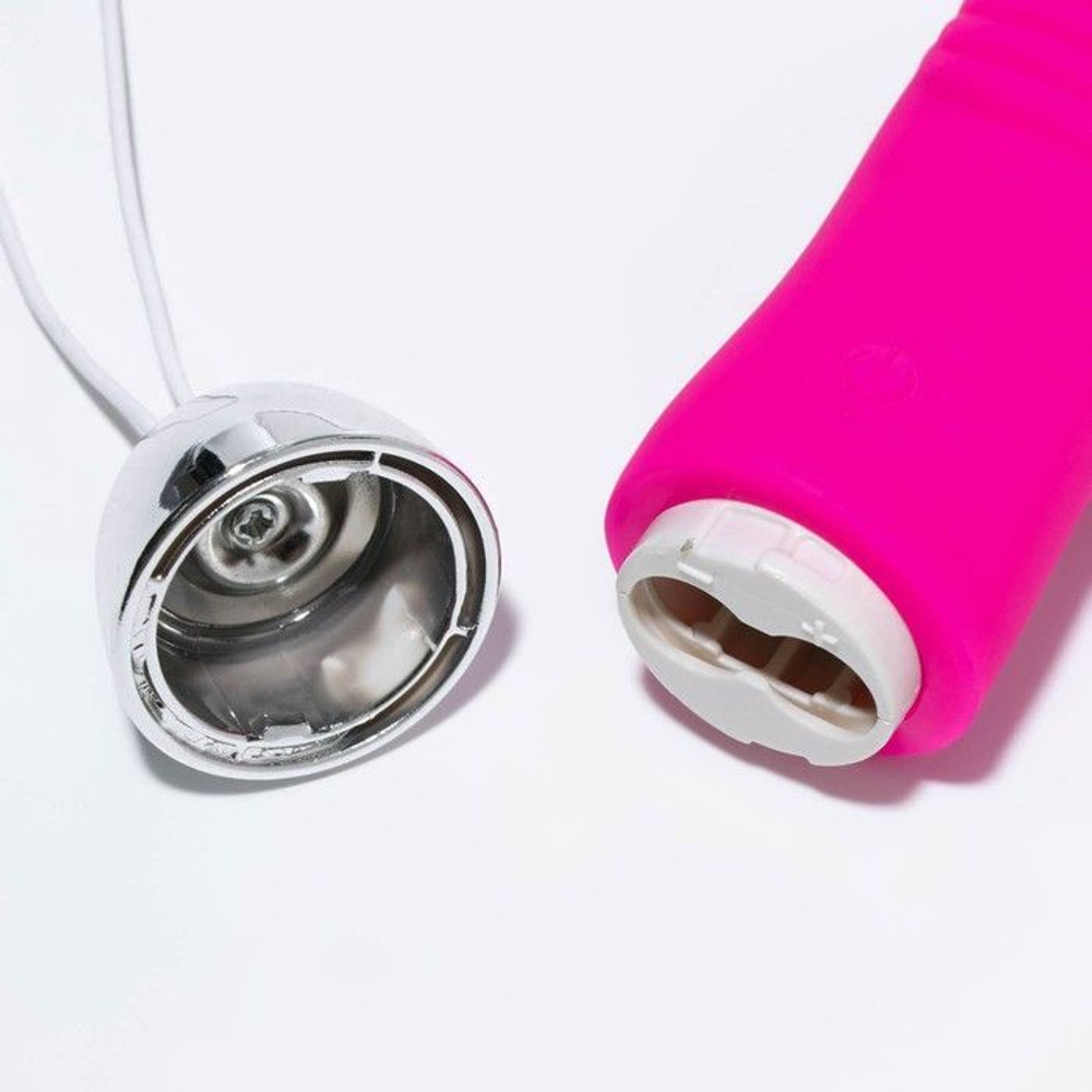 Ярко-розовое виброяйцо-фаллос с пультом ДУ (Цвет: ярко-розовый)