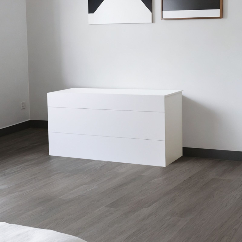 Комод белый Оланд без ручек 3 ящика для вещей и одежды с органайзерами для ящиков