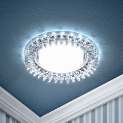 Светильник встраиваемый cо светодиодной подсветкой ЭРА DK LD20 SL/WH под лампу GX53 прозрачный/белый | Встраиваемые LED светильники