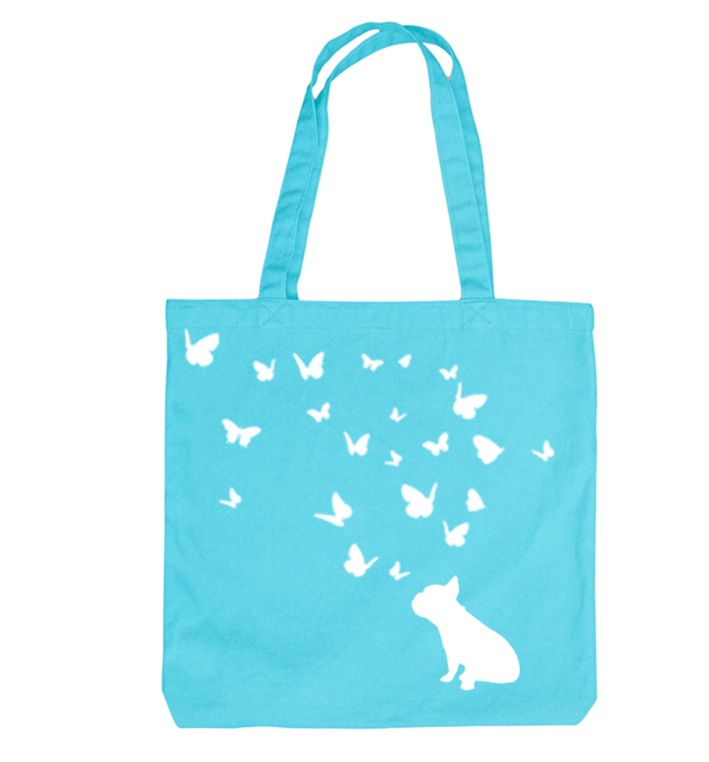 Тканевая сумка "Французский бульдог и бабочки"