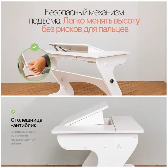 Растущий стол (парта) "ПАВЛИН" (Фабрика Друг Кузя) - фото: 3 Растущий стол (парта) "ПАВЛИН" - фото: 3