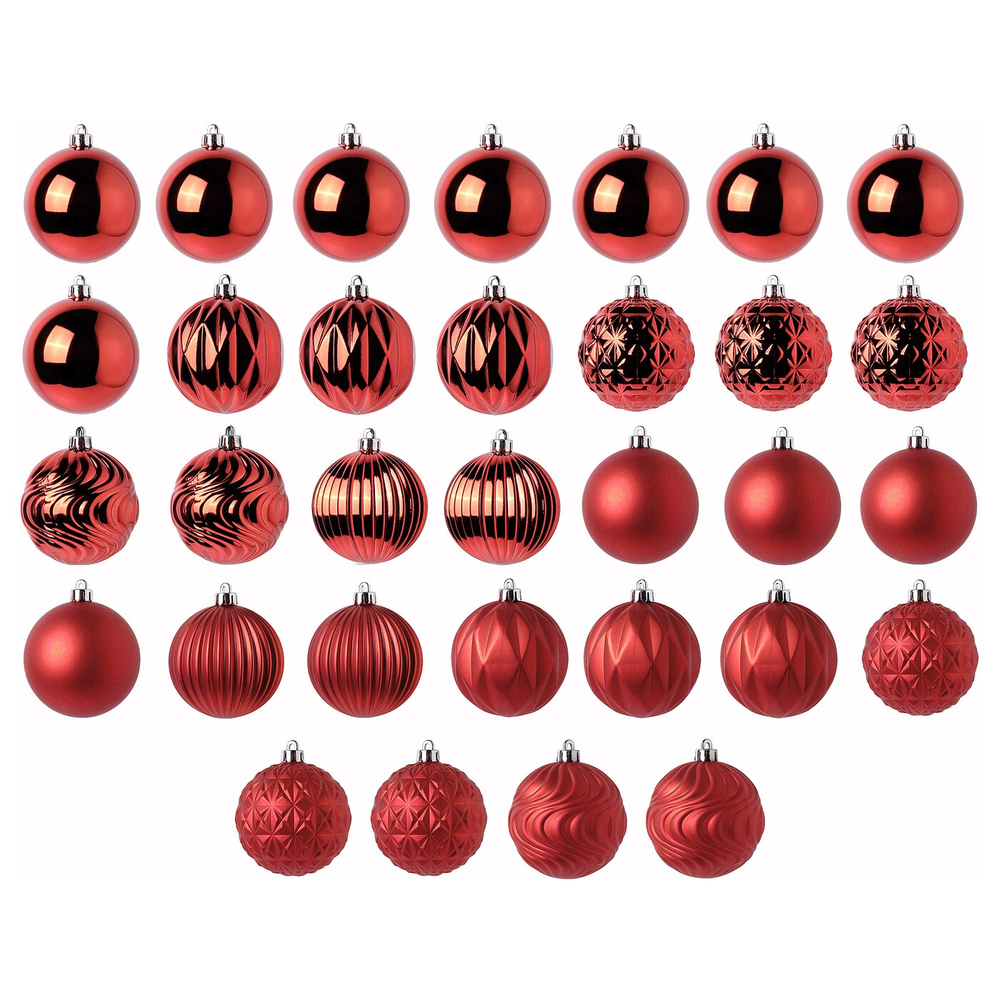 Набор ёлочных украшений (шар) Vintertid, 32 шт, 8 см, пластик, красный