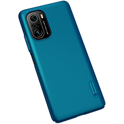 Тонкий жесткий чехол синего цвета (Peacock Blue) от Nillkin для Xiaomi Poco F3 (11i, 11X, 11X Pro, Redmi K40) серия Super Frosted Shield