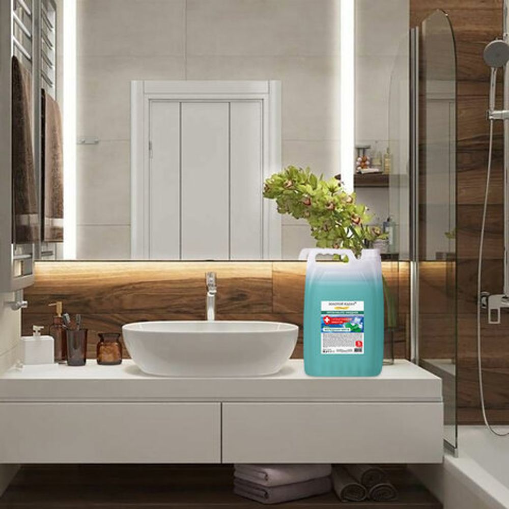 Мыло-крем жидкое с антибактериальным эффектом, 5 л, ЗОЛОТОЙ ИДЕАЛ "Холодная мята", 607490