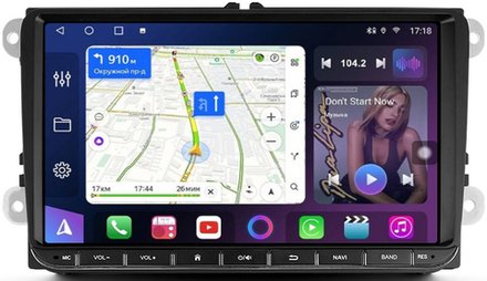 Магнитола Volkswagen T5, T6, Tiguan, Passat, Polo, Jetta, Amarok, Golf и др., Skoda Fabia, Rapid - FarCar TG818 на Android 12, QLED, 8-ядер, 3+32Гб, CarPlay, 4G SIM-слот