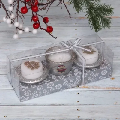 Свечи новогодние «Новогодние узоры» 22x8.3x7 см, шамапнь