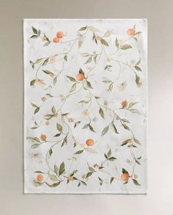 ZARA HOME КУХОННОЕ ПОЛОТЕНЦЕ С ПРИНТОМ (НАБОР ИЗ 2 ШТ.), ЭКРЮ