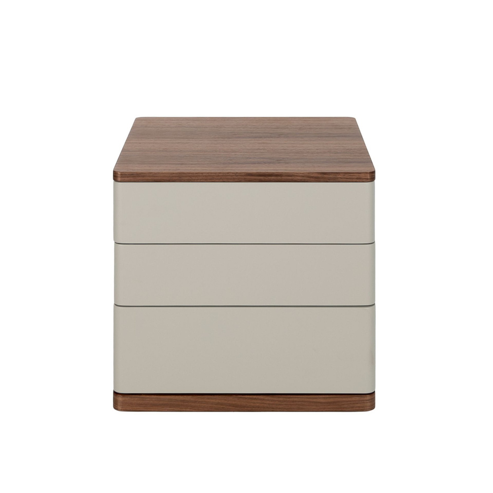 Прикроватная тумбочка 7166/MB2320NS из серого лака и шпона ореха