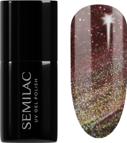 Semilac UV Hybrid Galaxy Flash - Гибридный лак для ногтей с использованием УФ / СВ-лампы оттенок 824 Digital Red, 7 ml