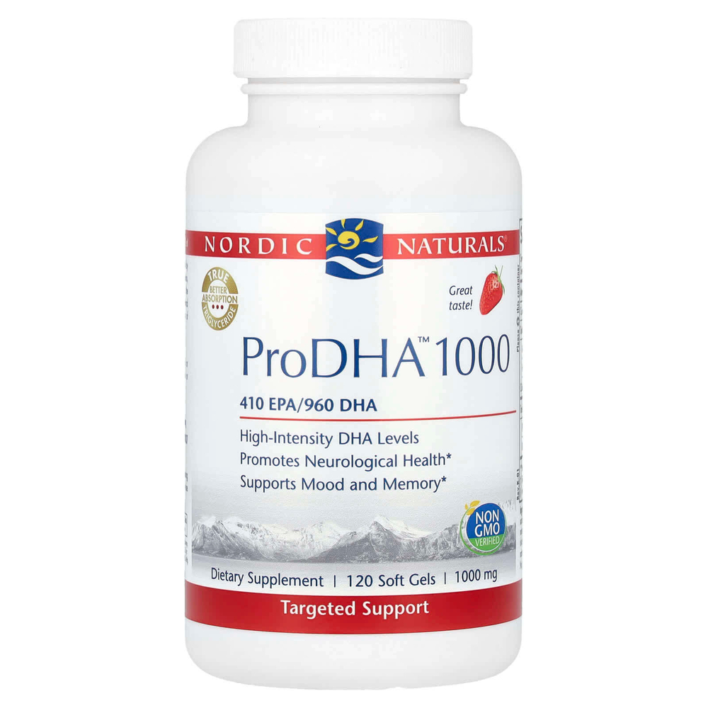 Nordic Naturals, ProDHA™ 1000, клубника, 120 капсул