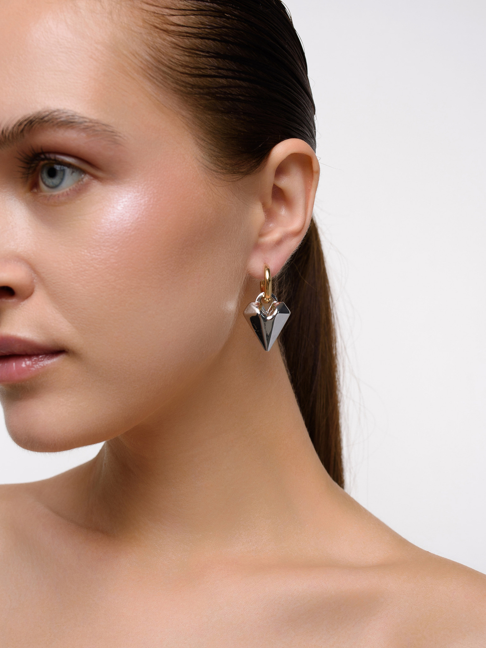 Серьги "Geometric heart" Bicolor