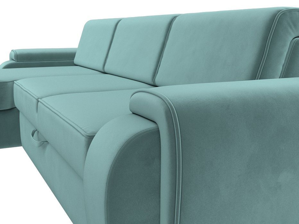 Диван угловой Лига-025 левый угол, Бирюзовый, Велюр, 119235L