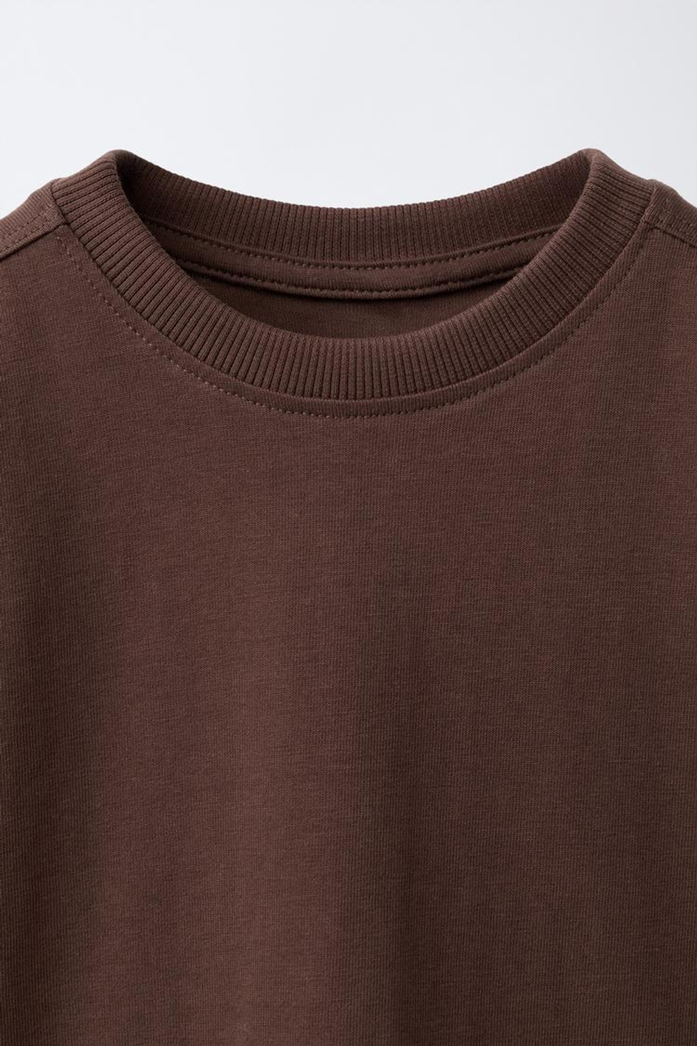 ZARA ОДНОТОННАЯ ФУТБОЛКА MEDIUM WEIGHT, СВЕТЛО-КОРИЧНЕВЫЙ