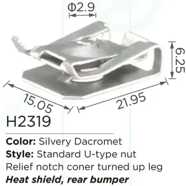 Клипса для крепления внутренней обшивки а/м Тойота металлическая (100шт/уп.) Forsage клипса H2319(Toyota)