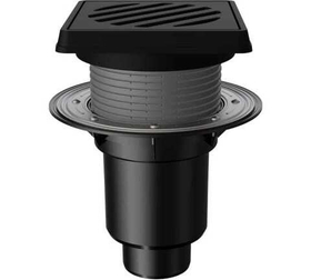 Трап регулируемый Fachmann T 616.1 PNsG 260x260 (вертикальный выпуск, с прижимным фланцем, DN 110/160)