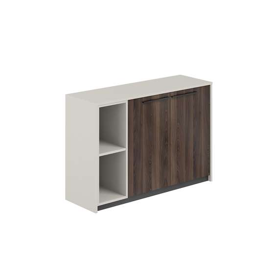 RF.324.PG.DA.PG.L / Шкаф низкий со стеллажом, 1240х410х842 / корпус: жемчужно-серый, фасады: дуб адриа