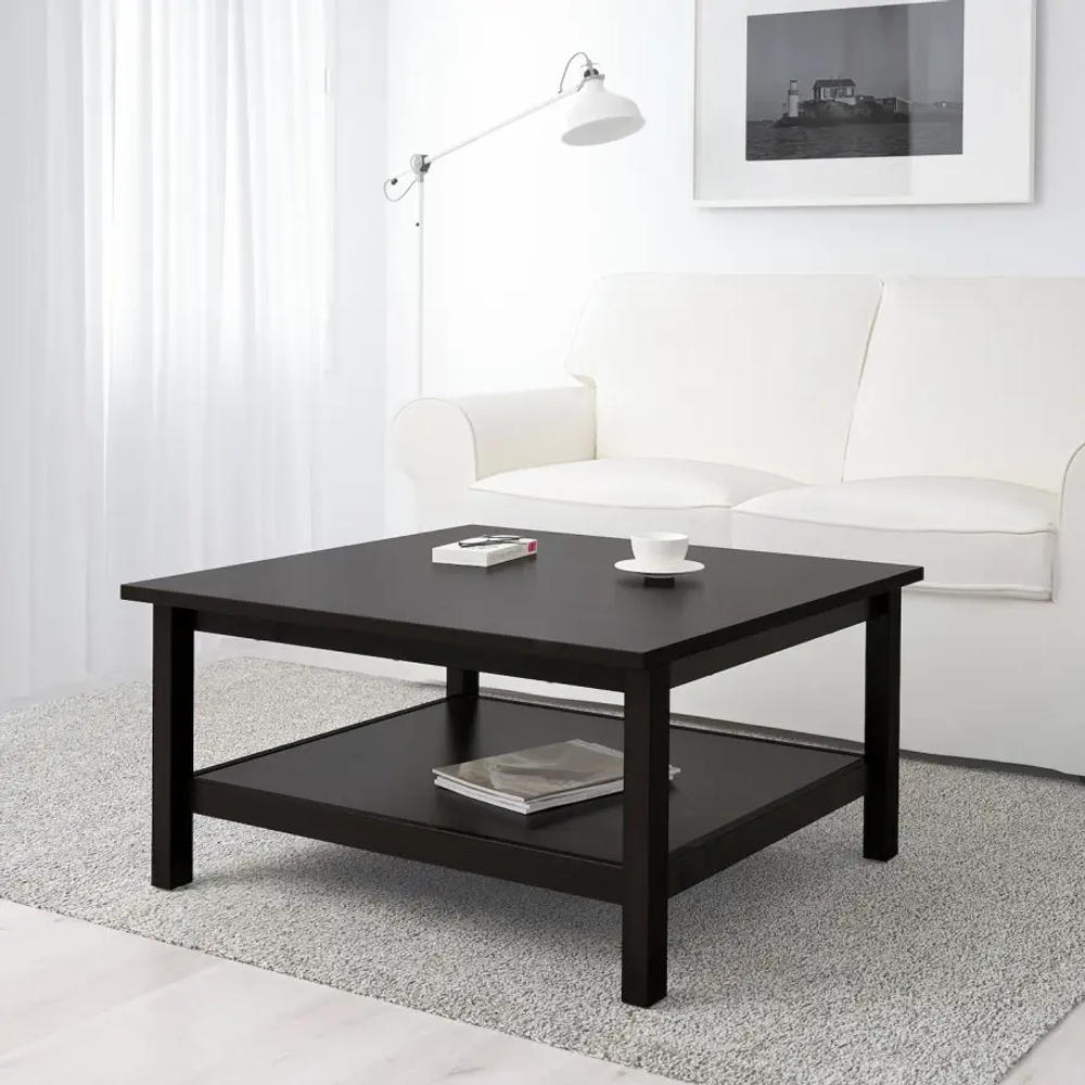Журнальный стол - HEMNES IKEA/ ХЕМНЕС ИКЕА, 90х90х46 см, черный