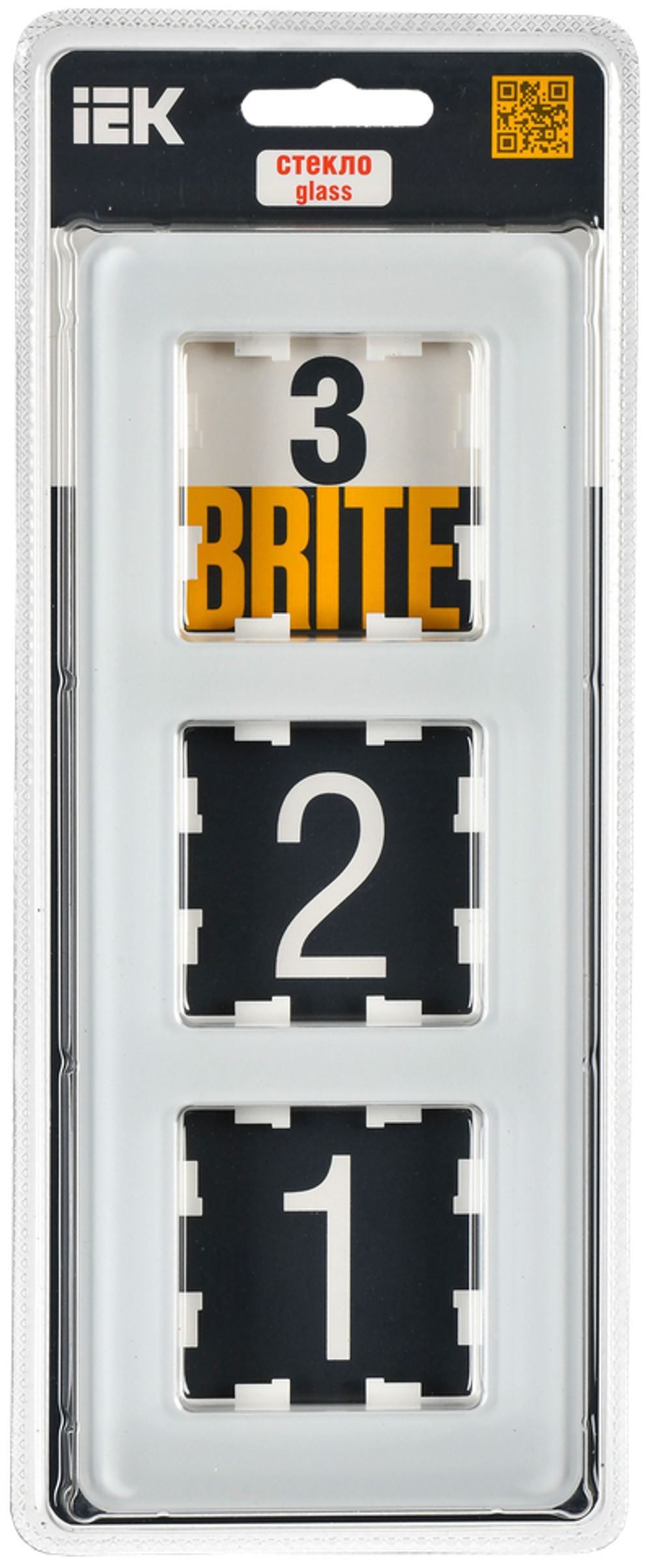 BRITE Рамка 3-местная РУ-3-2-Бр стекло белый RE IEK