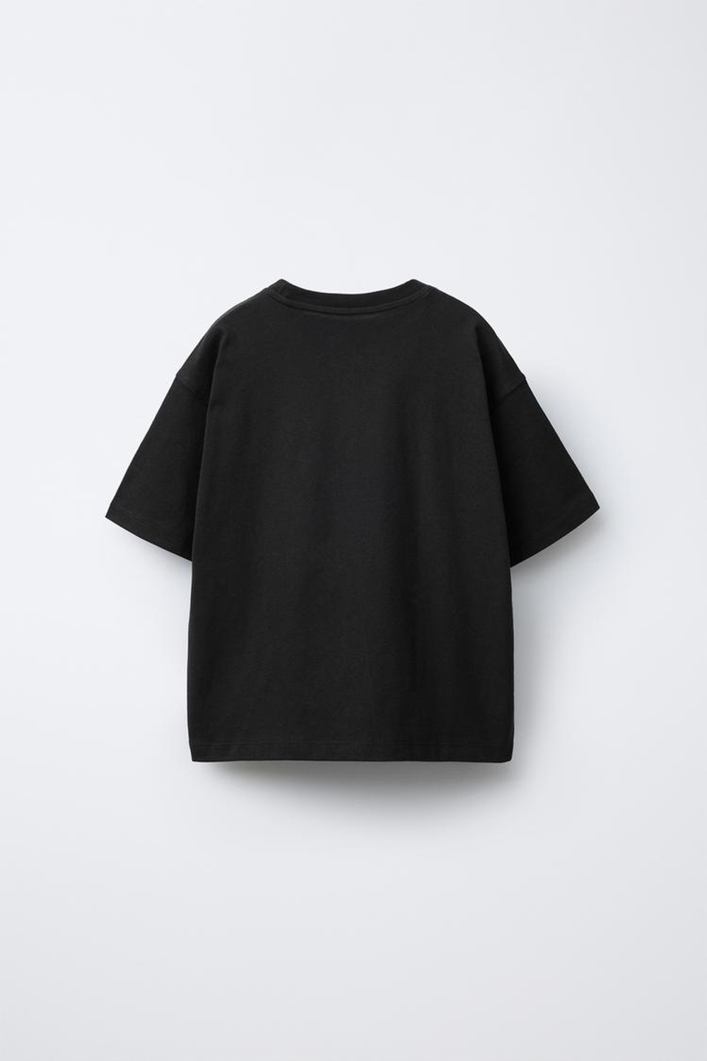 ZARA БАЗОВАЯ ОДНОТОННАЯ ФУТБОЛКА, ЧЕРНЫЙ