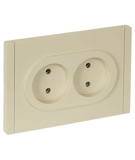 Розетка 2-м СП FORTE&PIANO FP426 10А без заземл. без защ. шторок безвинт. крепл. ваниль IEK FP-R20-10-1-K10