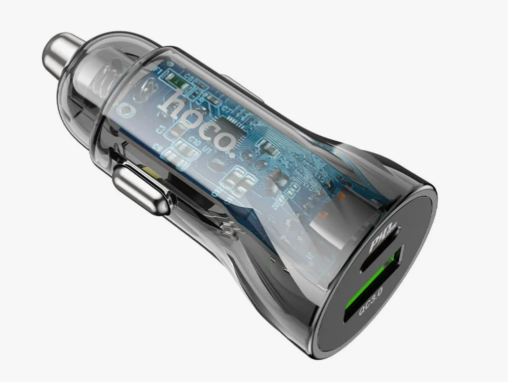 Автомобильное З/У Z47 Transparent Discovery Edition dual port QC3.0 car charger - transparent black