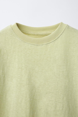 ZARA ФУТБОЛКА ИЗ ХЛОПКА, СВЕТЛО-ЗЕЛЕНЫЙ