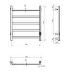 Полотенцесушитель MIXLINE FAVORITE  60х50 (таймер, 302 Вт, 5 перекладин) электрический МАТОВЫЙ ХРОМ