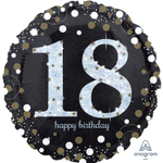 Шар Фольгированный Sparkling Birthday 18 (Черный)