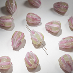 Бусина лампворк "Бутон", 21*15,5мм, зелено-розовое стекло