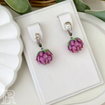 LEFIREL' Серьги серебряные женские "Клевер" с цветами из муранского стекла / ювелирные украшения из родированного серебра 925