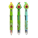 Ручка шариковая, автоматическая, 6в1, Basir, 6-ти цветная, серия "Авокадо", с резиновой фигуркой и фонариком, 36 шт