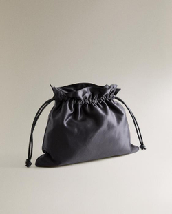 ZARA HOME САТИНОВАЯ СУМКА-КОСМЕТИЧКА БОЛЬШОГО РАЗМЕРА, ТЕМНО-СИНИЙ