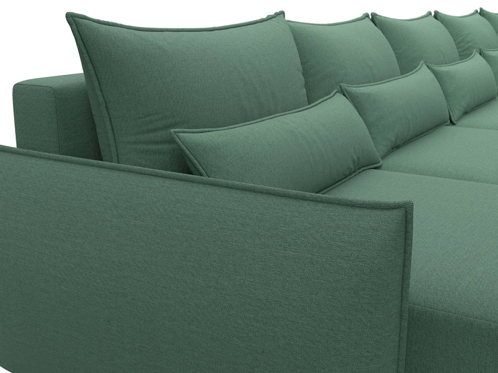 Диван П-образный Лига-051 НПБ МегаЛонг РОГОЖКА Амур 11 зеленый