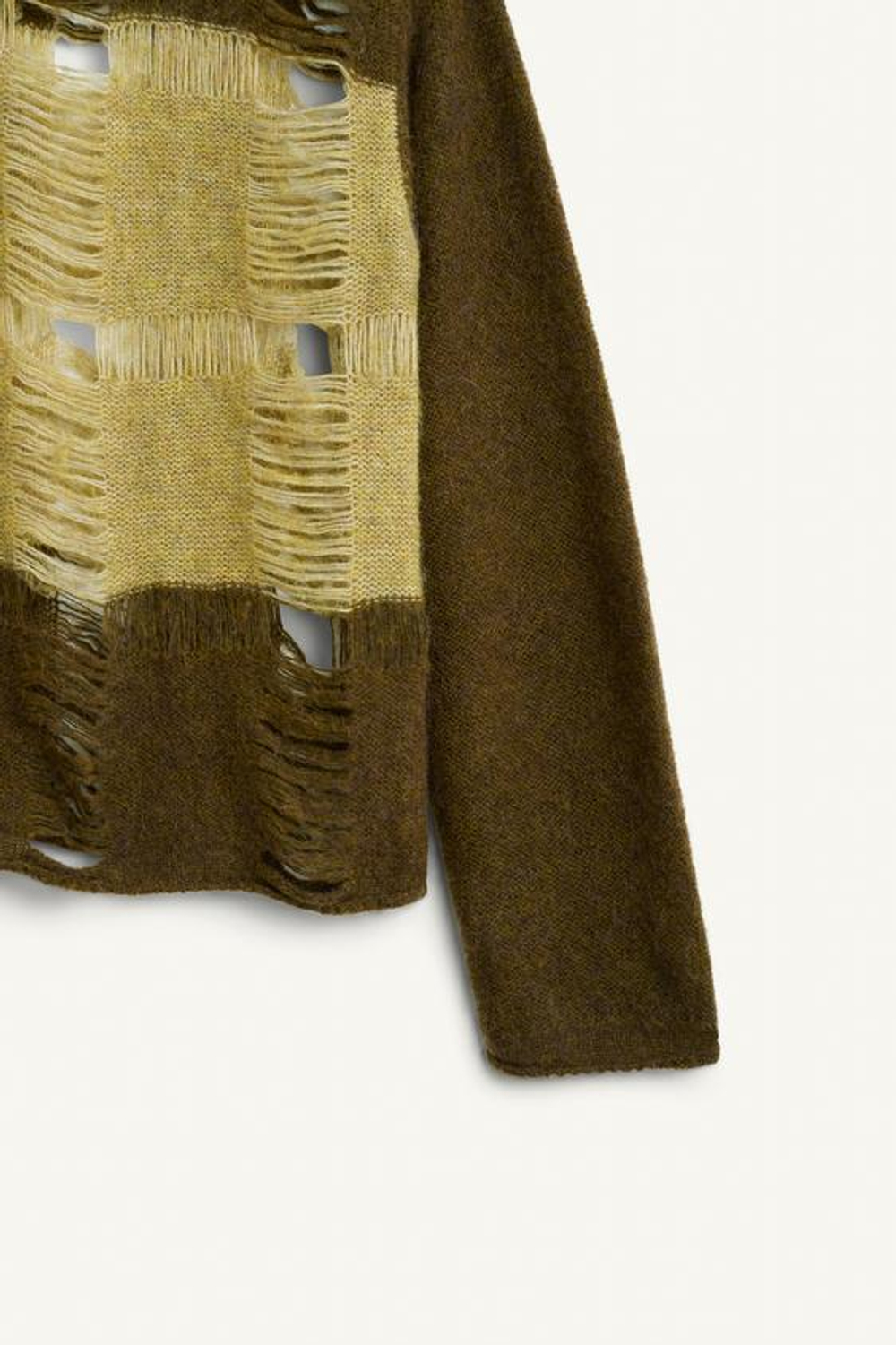 ZARA ТРИКОТАЖНЫЙ СВИТЕР СВОБОДНОГО КРОЯ С ВОЛОКНОМ АЛЬПАКИ, ОТТЕНКИ ЗЕЛЕНОГО