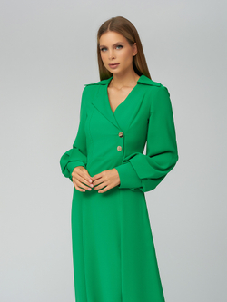 Платье с объемным рукавом и имитацией запаха