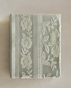 ZARA HOME ЖАККАРДОВОЕ БАННОЕ ПОЛОТЕНЦЕ ИЗ ВЕЛЮРА, СВЕТЛО-ЗЕЛЕНЫЙ