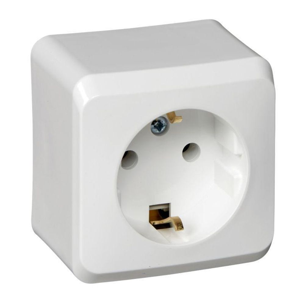 Розетка 1-м ОП Этюд 16А IP20 250В с заземл. без защ. шторок бел. SE PA16-003B Розетка 1-м ОП Этюд 16А IP20 250В с заземл. без защ. шторок бел. SE PA16-003B