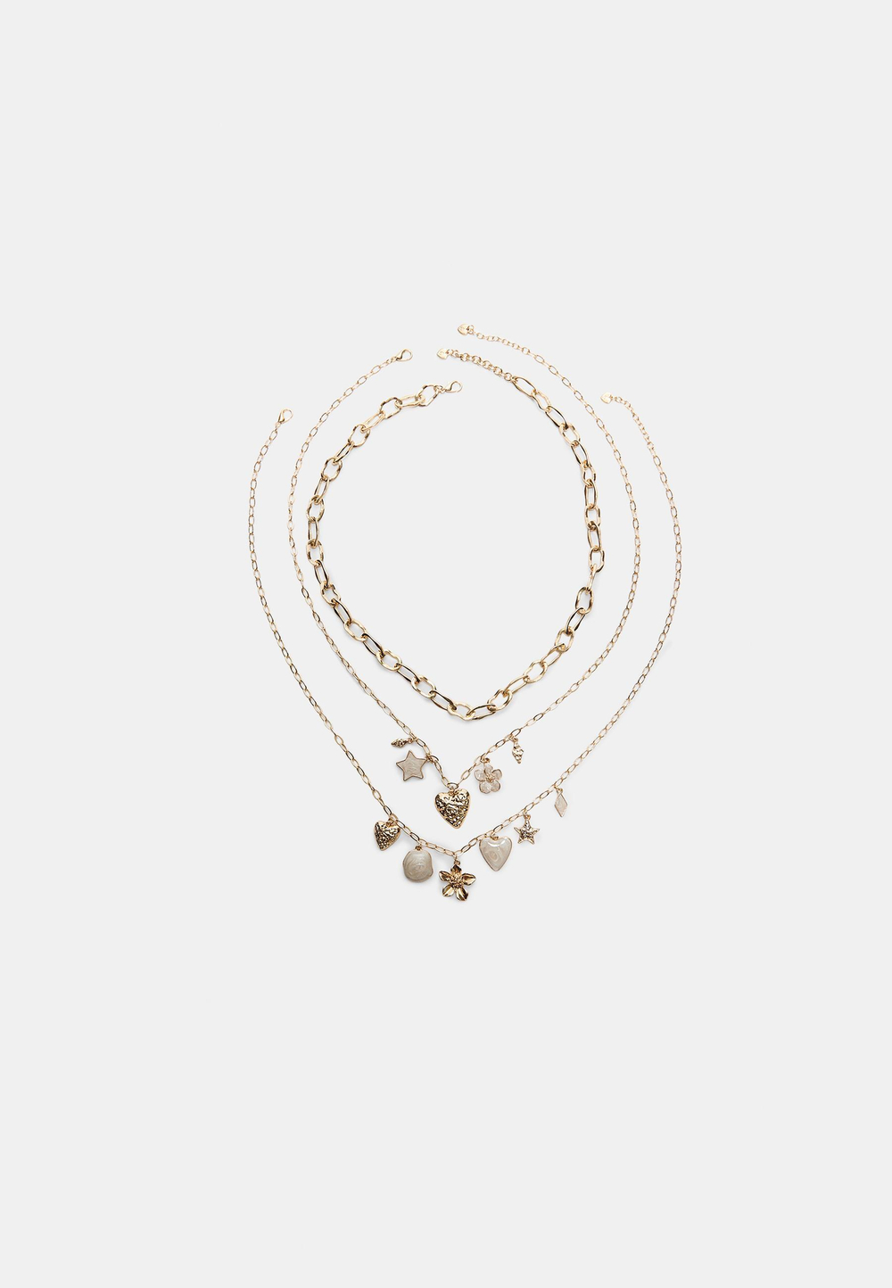 STRADIVARIUS Комплект из 3 многоцветных ожерелий, золотой